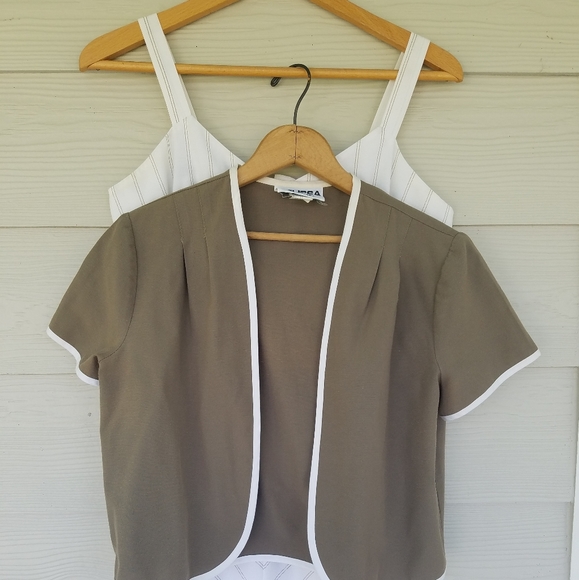 Vintage 80s 90s Tank Strap Dress Jacket Set Vtg Sz 12 Dress Lagenlook Minimalist - Picture 11 of 16